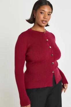 boohoo Cardigan Grande Taille à Col Rond avec Basque et Boutons Dorés<Femme Pulls Et Gilets|Toutes Les Mailles