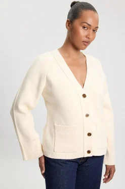 Cardigan Grande Taille En Coton Tricoté Avec Boutons