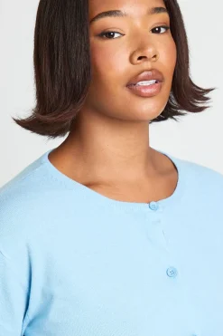 Cardigan Grande Taille en Maille Côtelée à Col Rond Boutonné