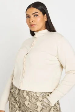 Cardigan Grande Taille En Maille Super Douce À Col Montant Et Boutonnage Intégral