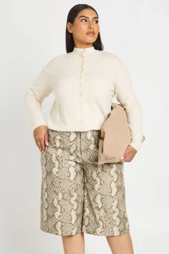 Cardigan Grande Taille En Maille Super Douce À Col Montant Et Boutonnage Intégral