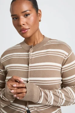 boohoo Cardigan Grande Taille En Maille Ultra Douce À Rayures Et Col Rond<Femme Pulls Et Gilets|Toutes Les Mailles