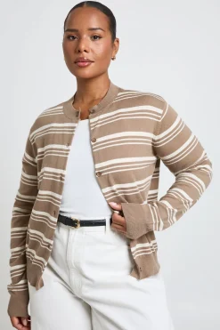 boohoo Cardigan Grande Taille En Maille Ultra Douce À Rayures Et Col Rond<Femme Pulls Et Gilets|Toutes Les Mailles
