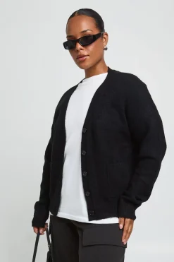 Cardigan Grande Taille En Maille Douce Avec Poches Et Col V