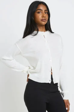 Cardigan Léger En Maille Transparente À Col Rond Et Boutons