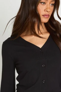 Cardigan Long Côtelé Avec Ourlet Froncé
