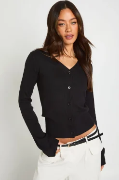 Cardigan Long Côtelé Avec Ourlet Froncé