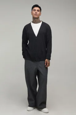boohooMAN Cardigan Long Côtelé En Maille Décontractée<Homme Tout Afficher|Mailles Tall