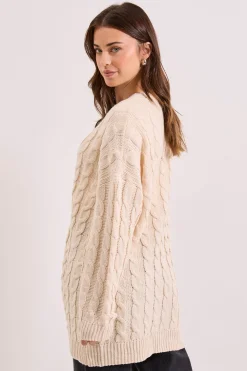 Cardigan Long à Grosses Mailles Torsadées