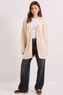Cardigan Long à Grosses Mailles Torsadées