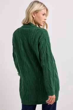 Cardigan Long Vert à Torsades