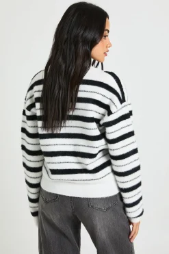 Cardigan à mailles rayées duveteuses