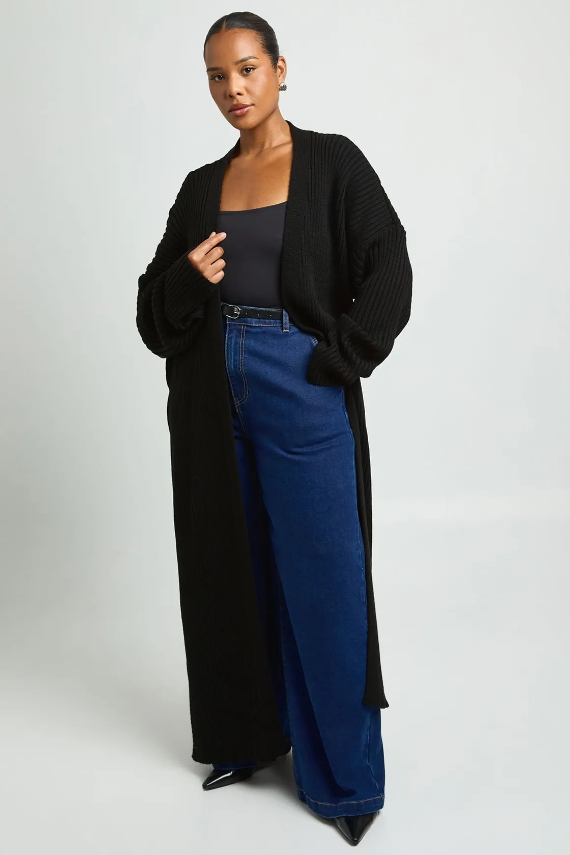 Cardigan Maxi Surdimensionné En Maille Grande Taille