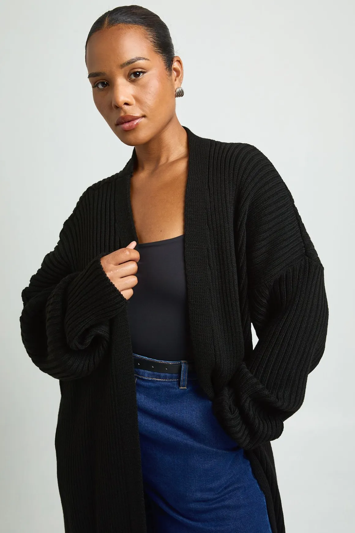 Cardigan Maxi Surdimensionné En Maille Grande Taille