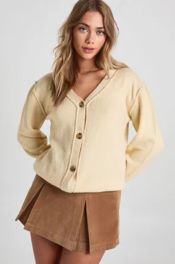 Cardigan Oversize Boyfriend en Maille Douce avec Détails de Couture