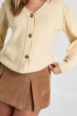 Cardigan Oversize Boyfriend en Maille Douce avec Détails de Couture