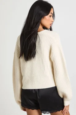Cardigan oversize en maille épaisse avec nœud et boutons