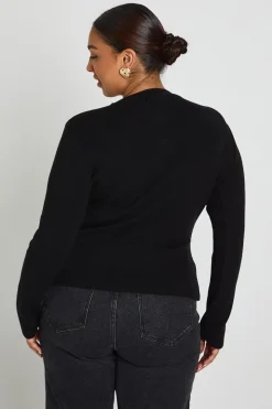 Cardigan peplum à col ras-du-cou et boutons Plus Gold