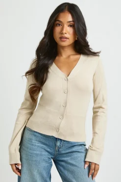 Cardigan Petite En Maille Côtelée À Ourlet Froncé
