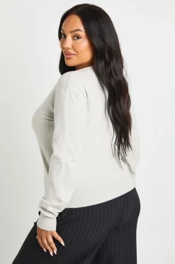 Cardigan Plus à col rond boutonné