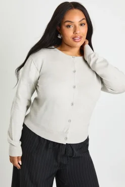 Cardigan Plus à col rond boutonné