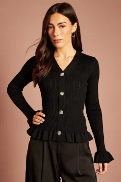 Coast Cardigan Péplum À Boutons Avec Ourlet À Volants<Femme Pulls Et Gilets|Toutes Les Mailles