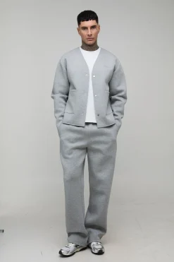 boohooMAN Cardigan Scuba Chiné Ample et Oversize pour Homme Grand<Homme Tout Afficher|Sweats À Capuche Tall