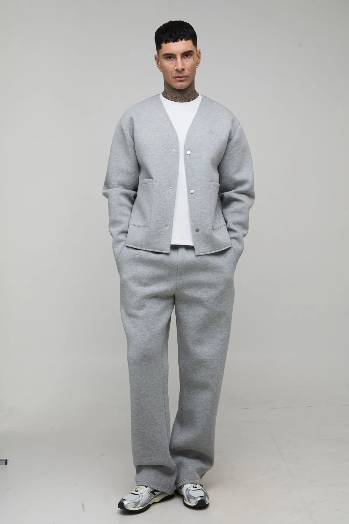 boohooMAN Cardigan Scuba Chiné Ample et Oversize pour Homme Grand<Homme Tout Afficher|Sweats À Capuche Tall