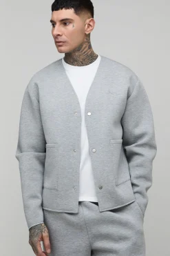 boohooMAN Cardigan Scuba Chiné Ample et Oversize pour Homme Grand<Homme Tout Afficher|Sweats À Capuche Tall