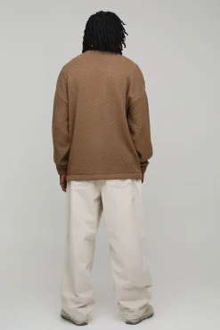 Cardigan Tall Coupe Décontractée Maille Basketweave