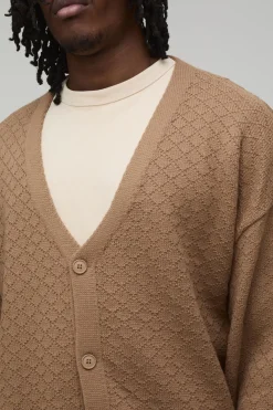Cardigan Tall Coupe Décontractée Maille Basketweave