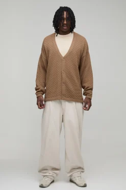 Cardigan Tall Coupe Décontractée Maille Basketweave