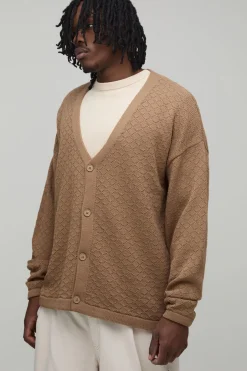 Cardigan Tall Coupe Décontractée Maille Basketweave