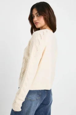Cardigan tricoté avec détail pointelle et devant noué