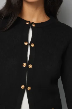 Cardigan Tricoté à Boutons Dorés