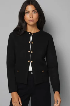 Cardigan Tricoté à Boutons Dorés