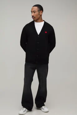 boohooMAN Cardigan Tricoté À Broderies Coupe Regular<Homme Maille|Mailles