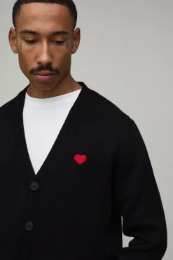 boohooMAN Cardigan Tricoté À Broderies Coupe Regular<Homme Maille|Mailles