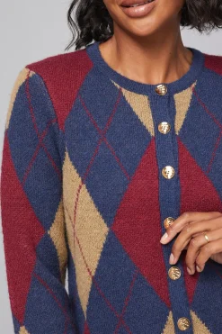 Cardigan Tricoté à Carreaux Argyle