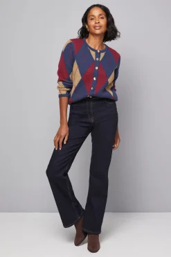 Cardigan Tricoté à Carreaux Argyle