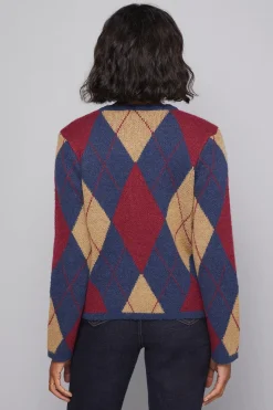 Cardigan Tricoté à Carreaux Argyle
