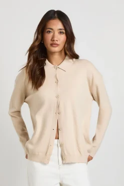Cardigan Tricoté À Col Avec Boutonnage