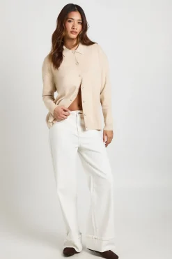 Cardigan Tricoté À Col Avec Boutonnage