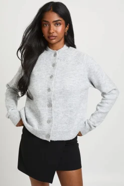 Cardigan Tricoté À Col Double Épaisseur