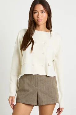 boohoo Cardigan tricoté à col et double boutons<Femme Pulls Et Gilets|Toutes Les Mailles