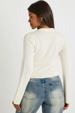 Cardigan tricoté à col et en maille côtelée
