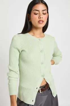 boohoo Cardigan Tricoté à Col Montant avec Boutons Côtelé<Femme Pulls Et Gilets|Toutes Les Mailles