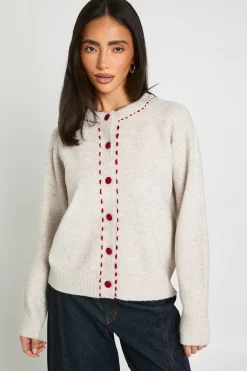 boohoo Cardigan tricoté à col montant avec détail de mailles<Femme Pulls Et Gilets|Toutes Les Mailles