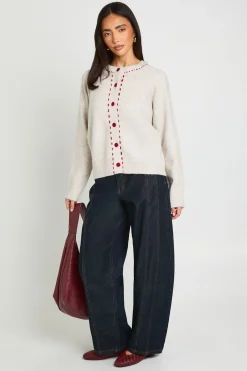 boohoo Cardigan tricoté à col montant avec détail de mailles<Femme Pulls Et Gilets|Toutes Les Mailles