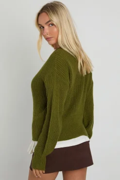 Cardigan tricot à col montant avec boutons à bascule